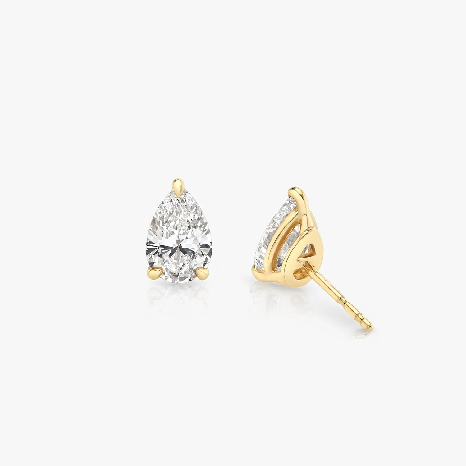 Solitaire Pear 14K Gold Studs w. Lab-Grown Diamonds