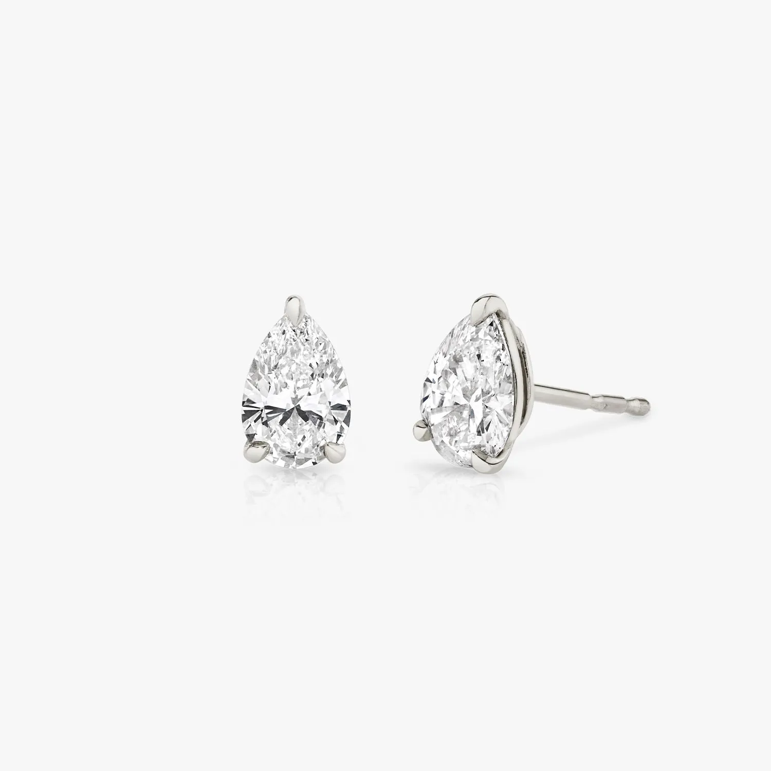 Solitaire Pear 14K Gold Studs w. Lab-Grown Diamonds