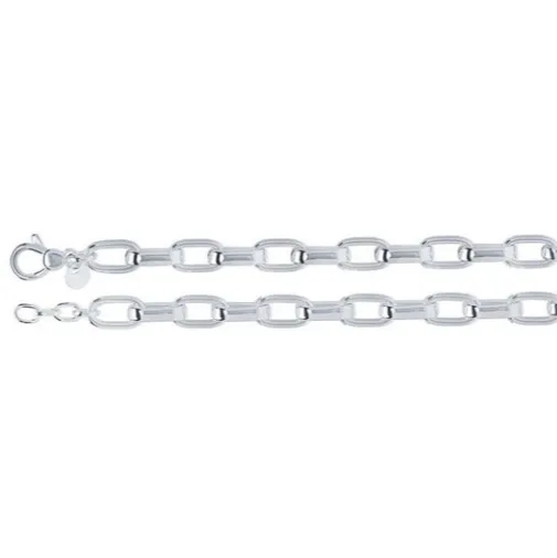 Sterling Silver 9.5mm Hollow Oval Link Chain Bracelet