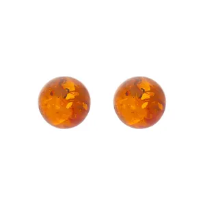 Sterling Silver Amber 10mm Ball Stud Earrings