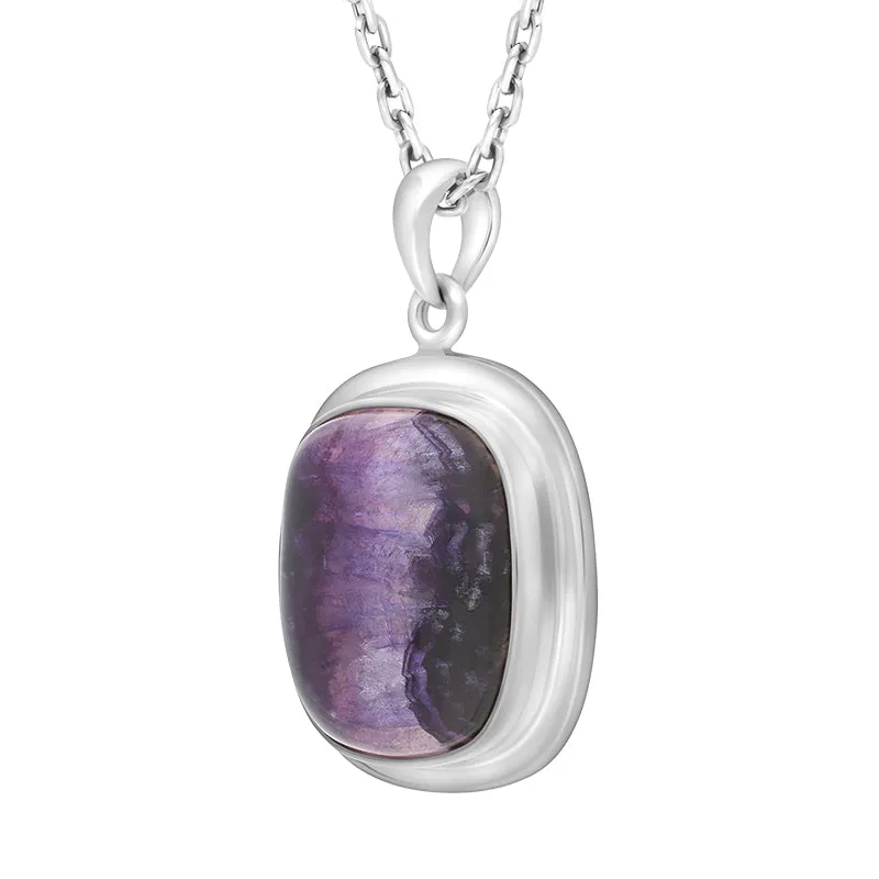 Sterling Silver Blue John Abstract Solid Edge Necklace D