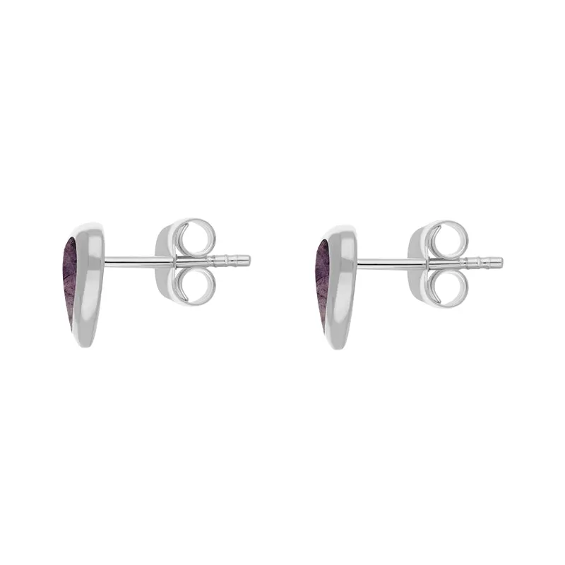 Sterling Silver Blue John Heart Stud Earrings