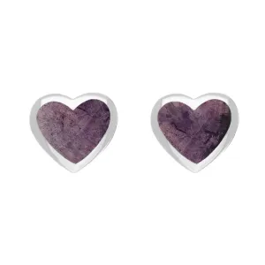 Sterling Silver Blue John Heart Stud Earrings