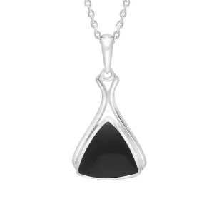 Sterling Silver Whitby Jet Triangle Frame Necklace D