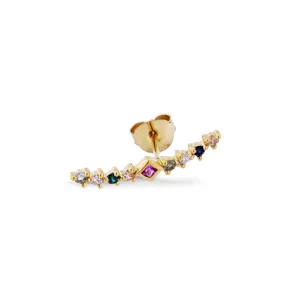 Super Nova Rainbow 14K Gold Plated Stud w. Zirconias