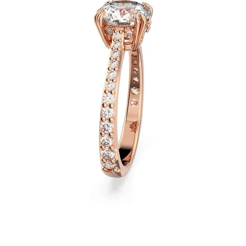 Swarovski Constella Cocktail Ring Princess cut Pavé White Rose gold-tone plated  60