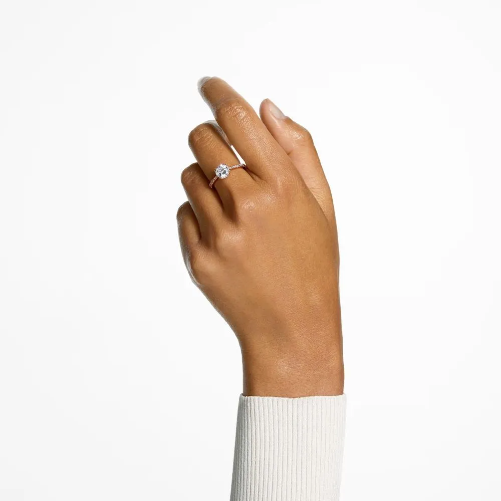 Swarovski Constella Cocktail Ring Princess cut Pavé White Rose gold-tone plated  60