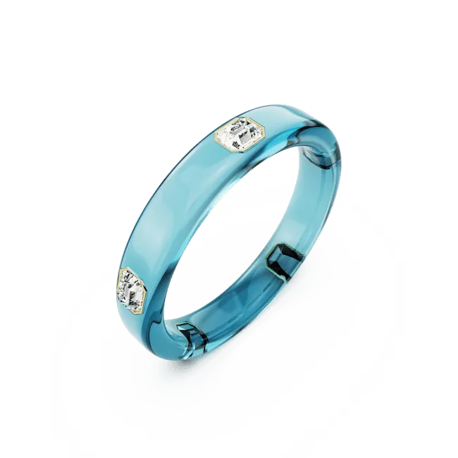 Swarovski Dulcis Bangle Octagon Cut Blue Gold-Tone Plated