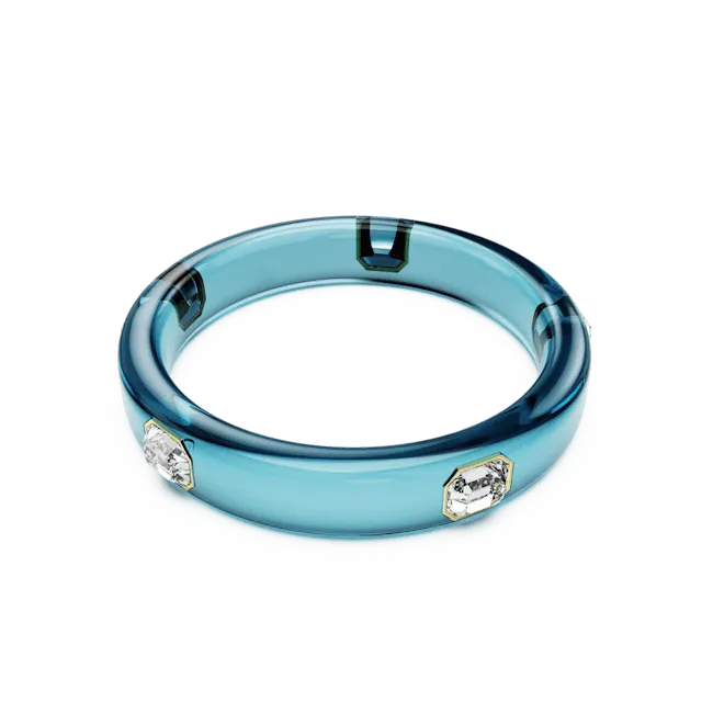 Swarovski Dulcis Bangle Octagon Cut Blue Gold-Tone Plated