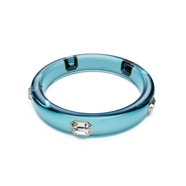 Swarovski Dulcis Bangle Octagon Cut Blue Gold-Tone Plated