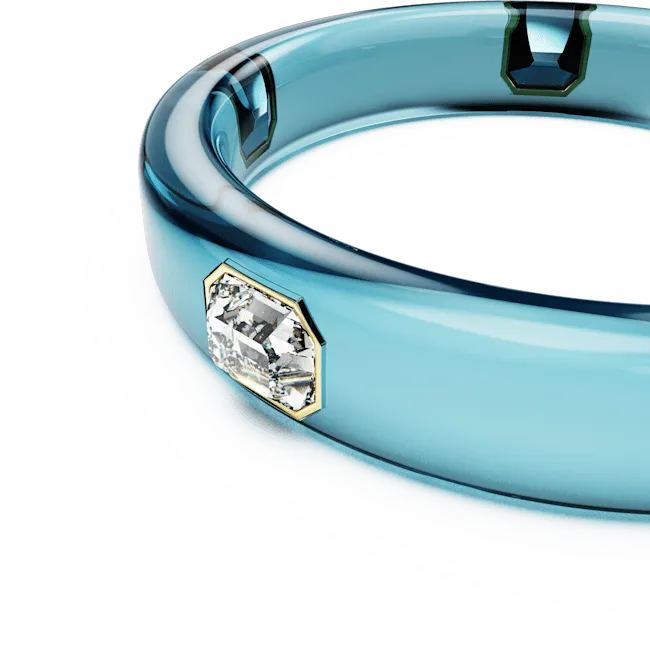 Swarovski Dulcis Bangle Octagon Cut Blue Gold-Tone Plated