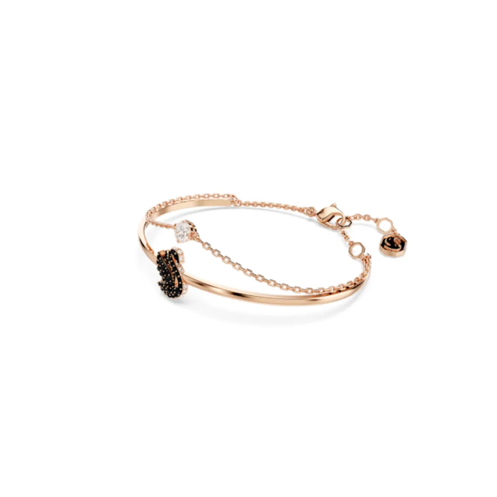 Swarovski Swarovski Bangle Swan, Black, Rose gold-tone plated, Medium