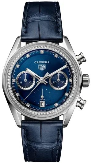 TAG Heuer Carrera Chronograph Circular Brushed Blue Watch