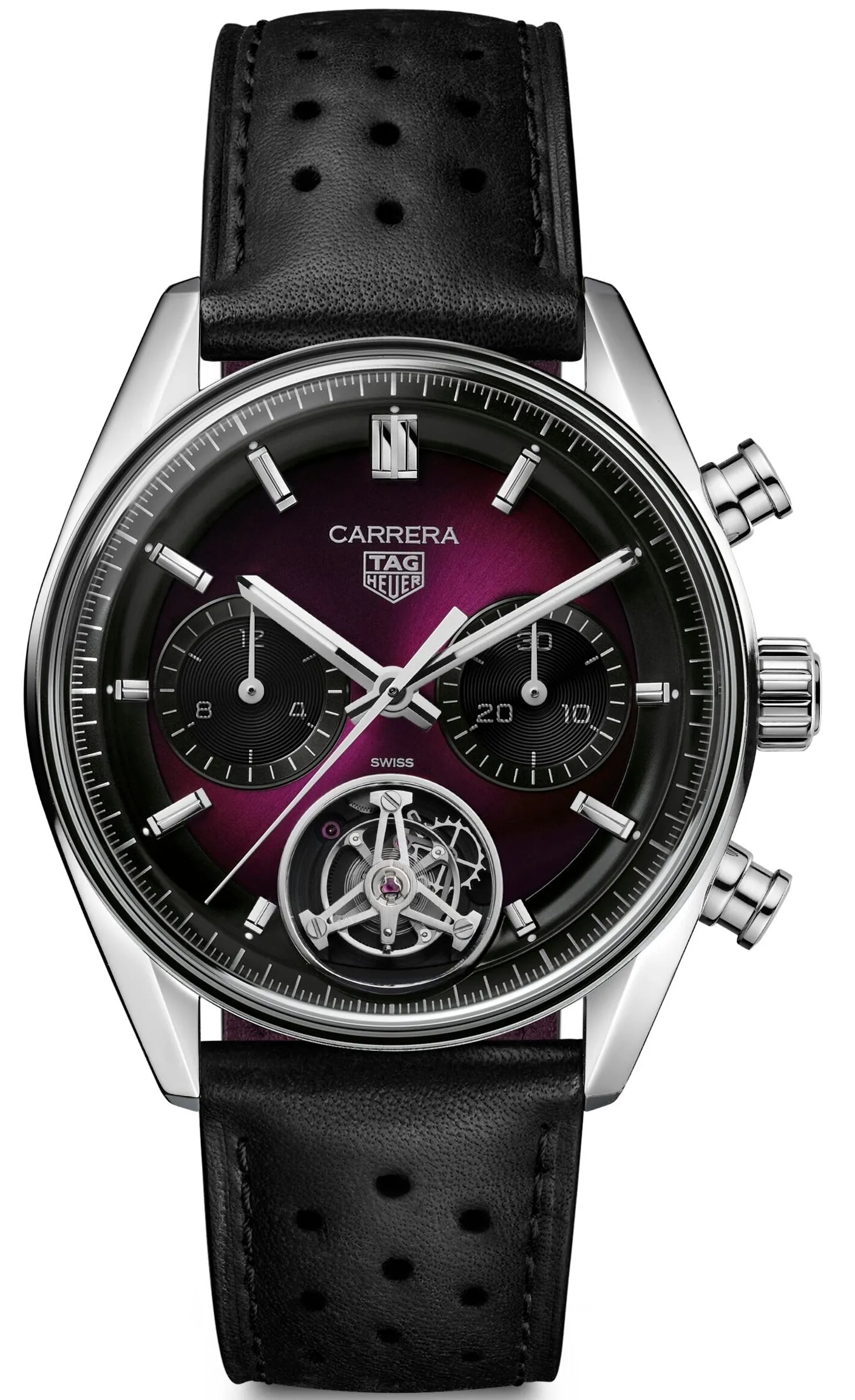 TAG Heuer Carrera Chronograph Tourbillon Sunray Brushed Purple Watch