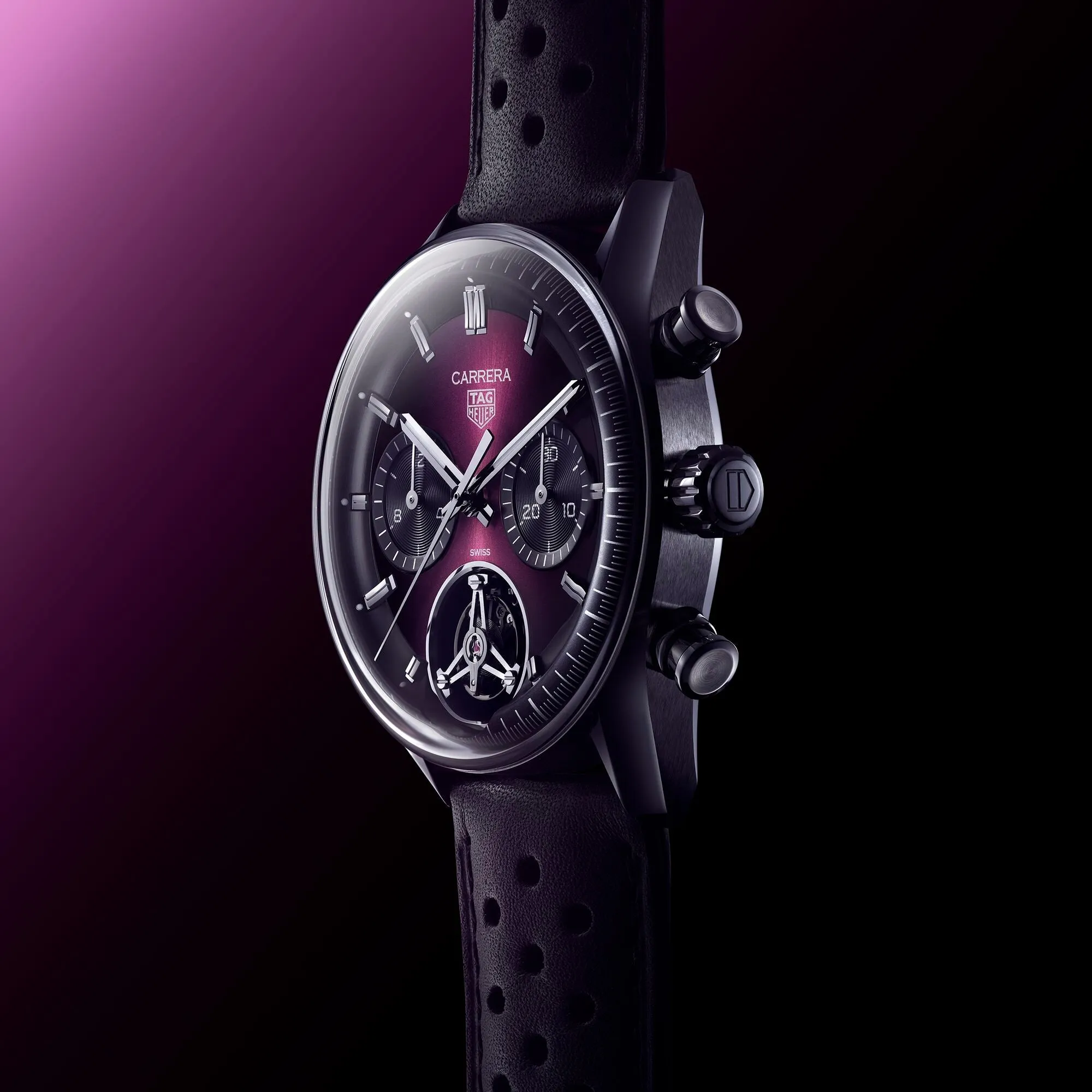 TAG Heuer Carrera Chronograph Tourbillon Sunray Brushed Purple Watch