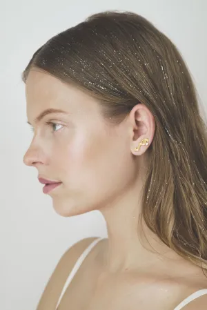 The Magician Gold Plated Earring w. Purple Zirconia