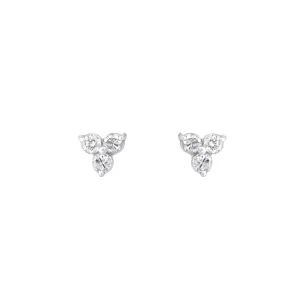 Triangle Diamond 18K White Gold Stud w. Diamond