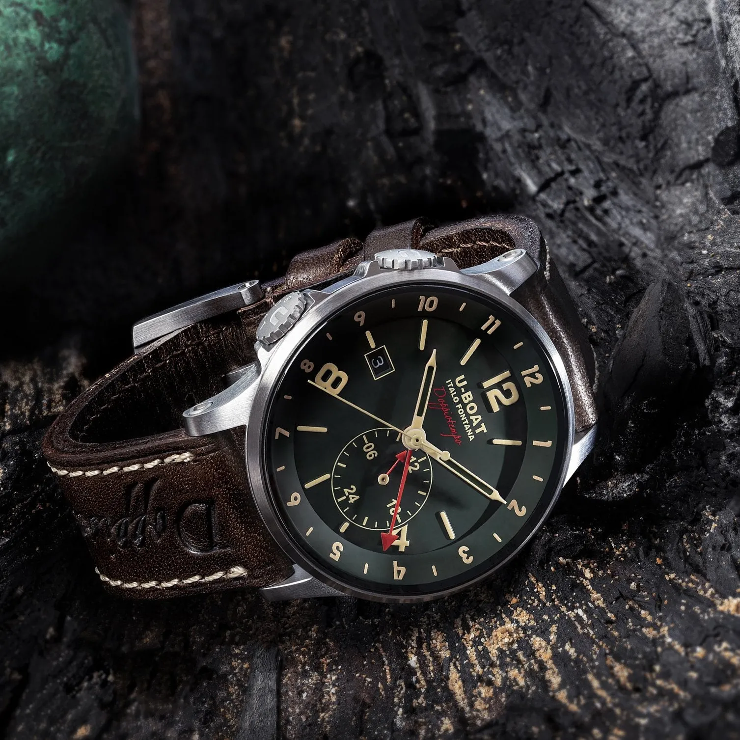 U-Boat 8500 Men's Green Calf Doppiotempo Watch