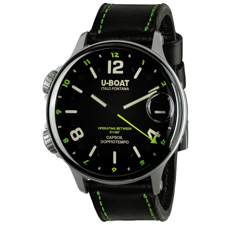 U-Boat Men's Watch Capsoil Doppiotempo 55mm Black Green Rehaut 9676