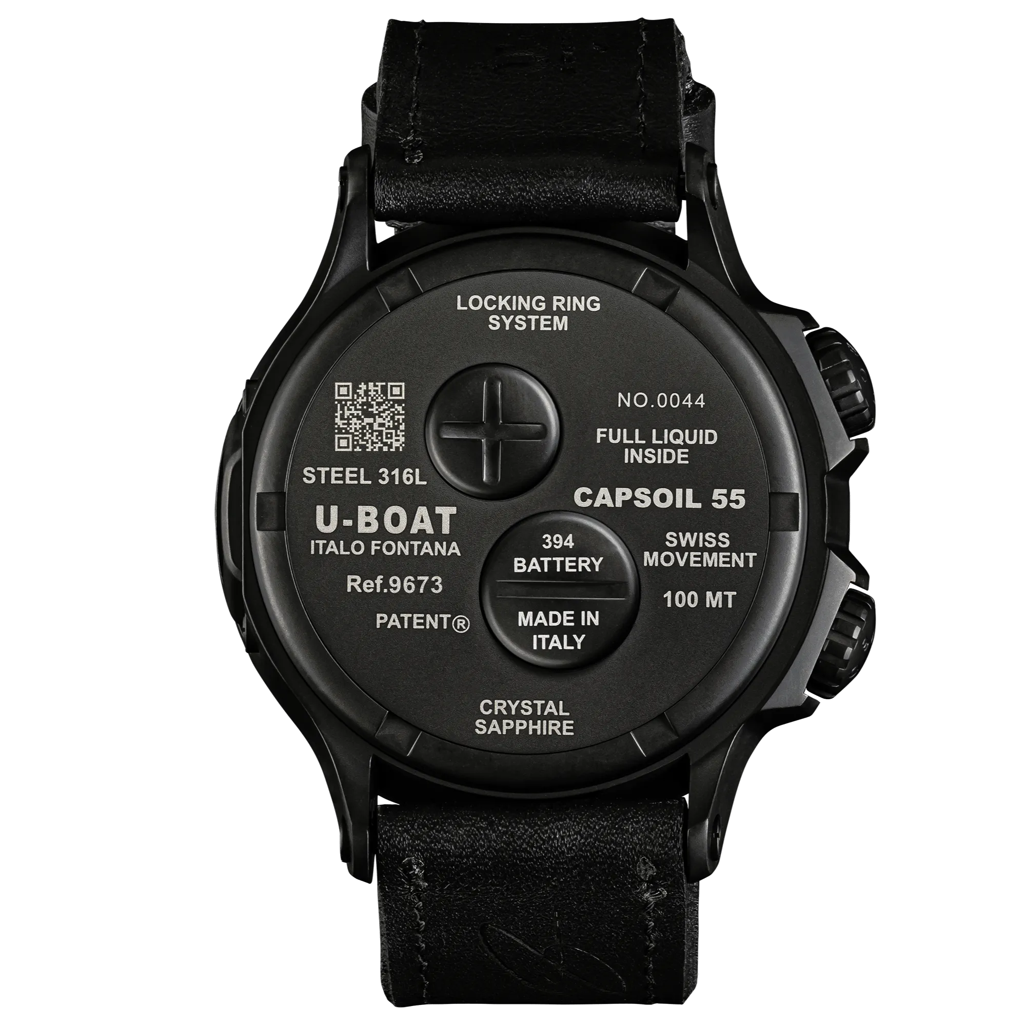 U-Boat Men's Watch Capsoil Doppiotempo 55mm Black Red Rehaut 9673