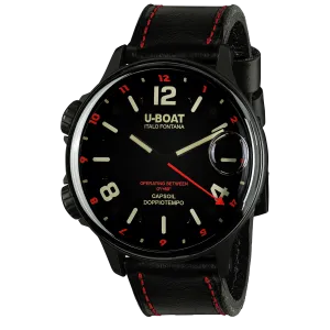 U-Boat Men's Watch Capsoil Doppiotempo 55mm Black Red Rehaut 9673