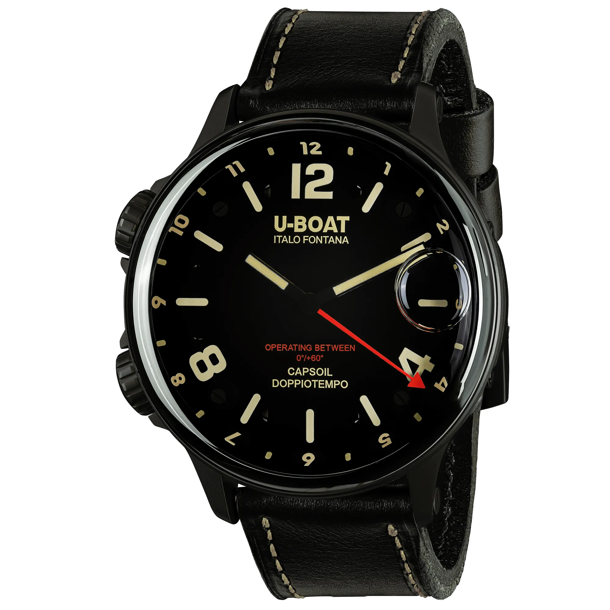 U-Boat Men's Watch Capsoil Doppiotempo 55mm DLC Black Rehaut 9671