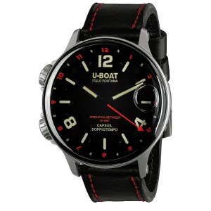 U-Boat Men's Watch Capsoil Doppiotempo 55mm Silver Red Rehaut 9674