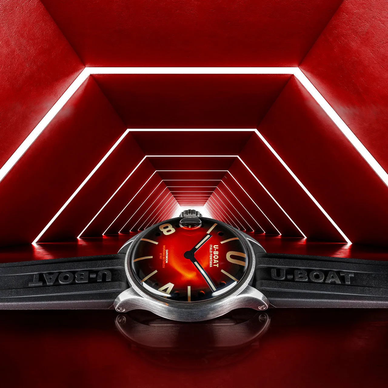 U-Boat Men's Watch Darkmoon 40 Red Soleil Steel 9500