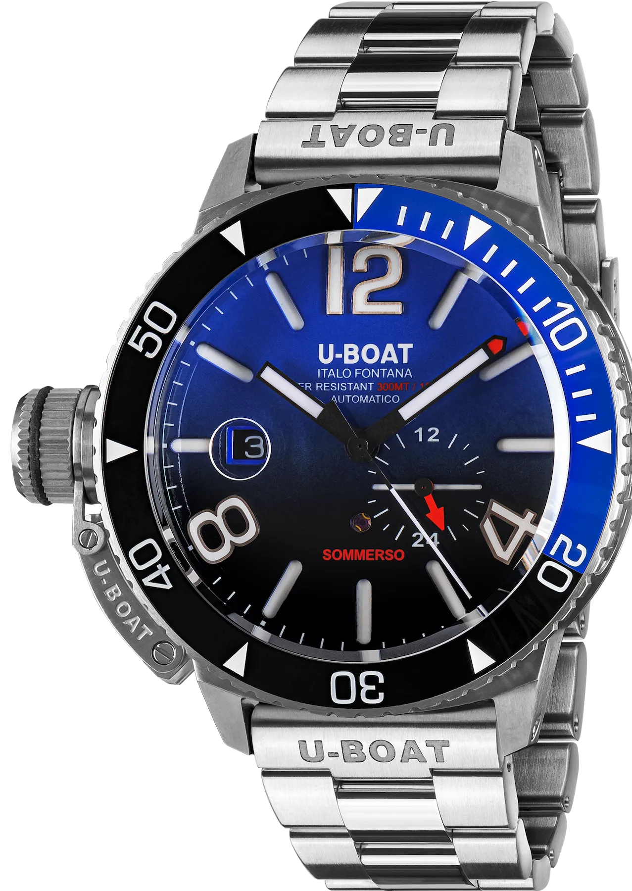 U-Boat Sommerso Ghiera Ceramica Bicolore Quadrante Blue Bracelet Watch