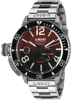 U-Boat Sommerso Ghiera Ceramica Nera Quadrante Bordeaux Bracelet Watch