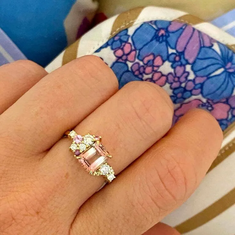 Varnaya 18K Gold Ring w. Tourmaline, Diamonds & Sapphire
