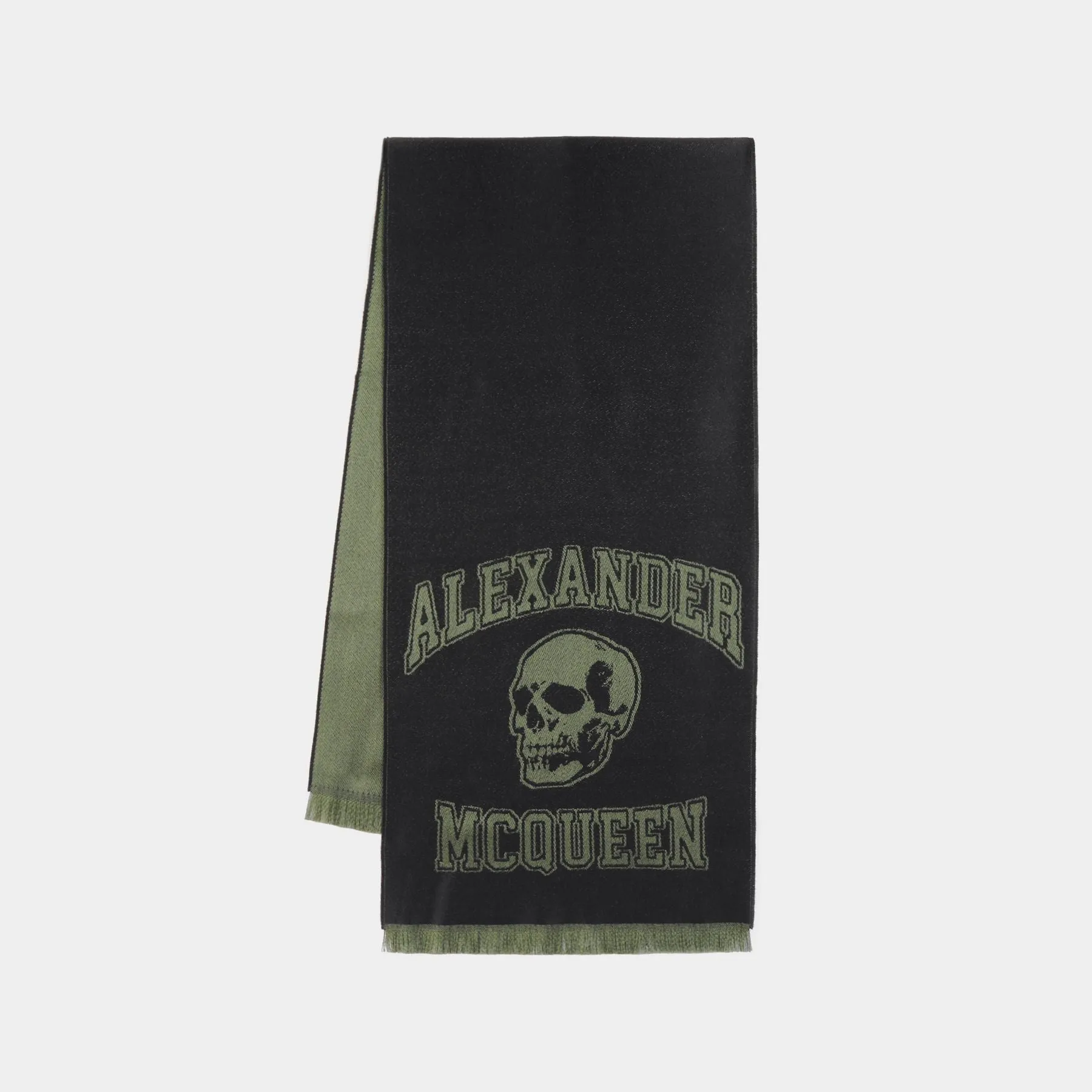 Varsity Skull Logo Scarf - Alexander McQueen - Wool - Black