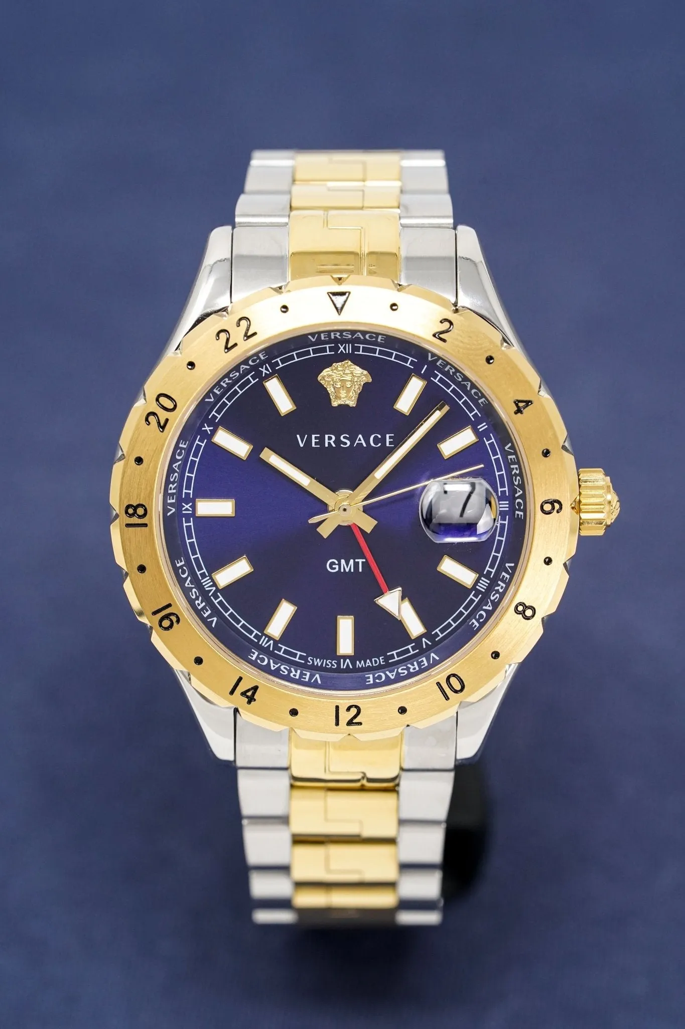 Versace Men's Watch Hellenyium GMT Blue Two-Tone Bracelet V11060017