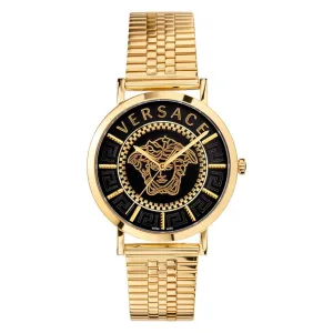 Versace Men's Watch V-Essential Black Gold Bracelet VEJ400521