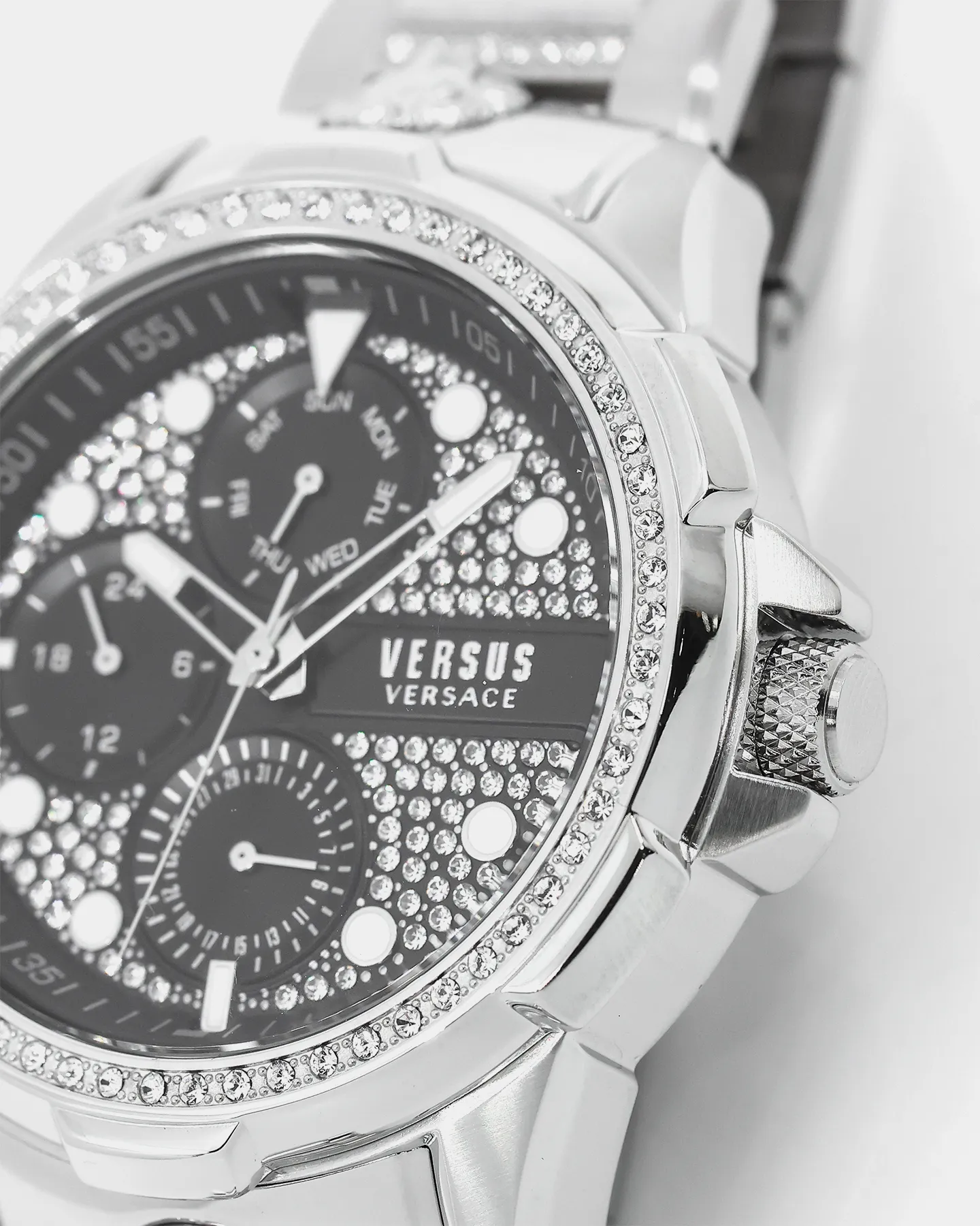 Versus Versace 6eme Arrondissement Crystal Set Stainless Steel Watch Stainless Steel