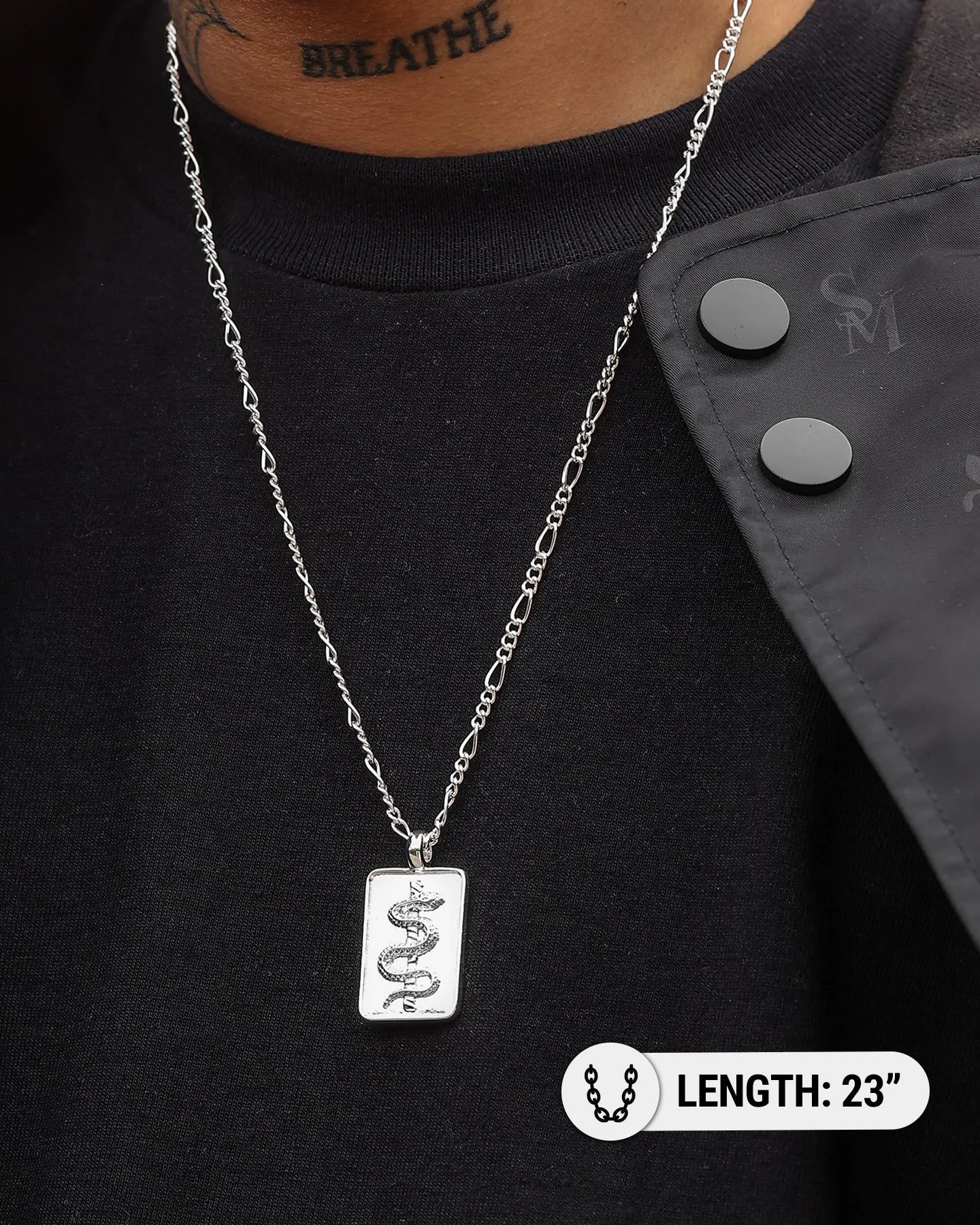 Wild for the Weekend Serpentine Rectangle Necklace Silver